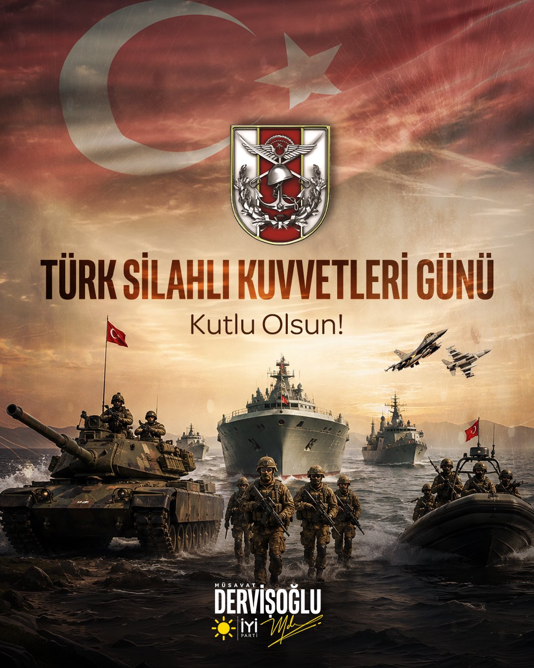 Türk Silahlı Kuvvetleri; milletimizin bağımsızlığının, vatanımızın bölünmez bütünlüğünün ve bayrağımızın...